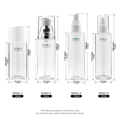 100ml 130ml 150mlのプラスチック ローションのびんはポンプによって透明なシリンダー丸ビンを曇らした