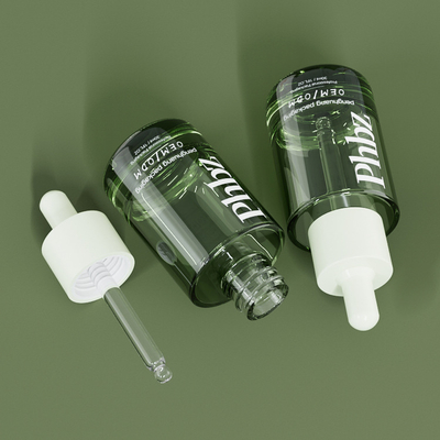 OEM 30ML 1ozの贅沢なガラス点滴器の濃緑色の血清のびん