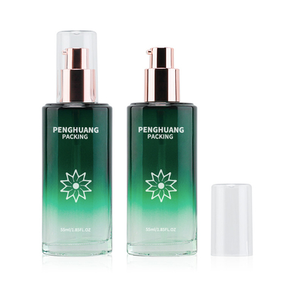 55ml美ガラスのローションのびんは化粧品のびんのギフトがSkincareの包装の緑を置いたローションを曇らした