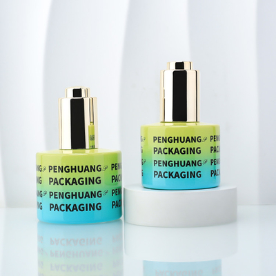 黄色のグラデントブルー 30ml 50ml エッセンスオイル血清 ドラッパー ボトル オーダーメイド ロゴ