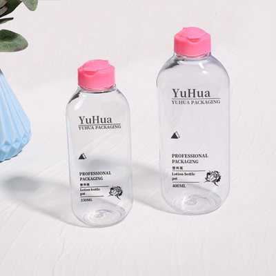 オーダーメイド 丸い プラスチック シャンプー ボトル 250ml 400ml リサイクル可能な フリップ トップ プラスチック ローション ボトル