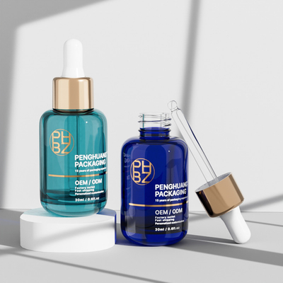 30ml 丸いガラスの血清 脱水瓶 髪ケア用 精油