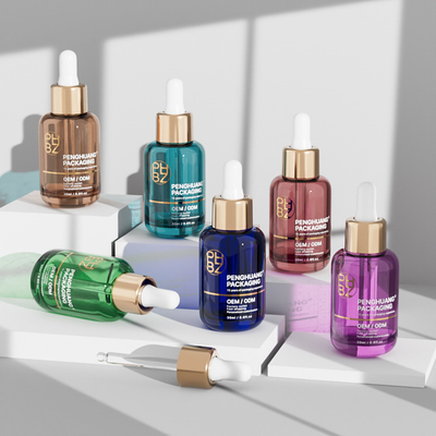 オーダーメイド ロゴ 30ml 血清オイルのための空の丸いガラスドロッパーボトル