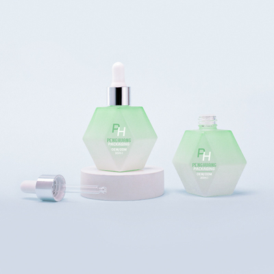 オーダーメイド 独特の形 凍結した緑色のガラス 血清滴滴瓶 30ml エッセンシャルオイル ボトル