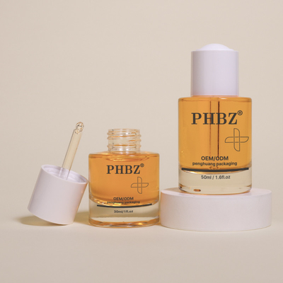 30ml/50ml フラットショルダー ガラスドロッパー 血清ボトル 透明なヘアオイルドロッパー ボトル
