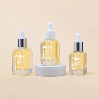 パーソナライズされた 10ml 20ml 30ml 40ml スクウェア ガラス セラム ドロッパー ボトル