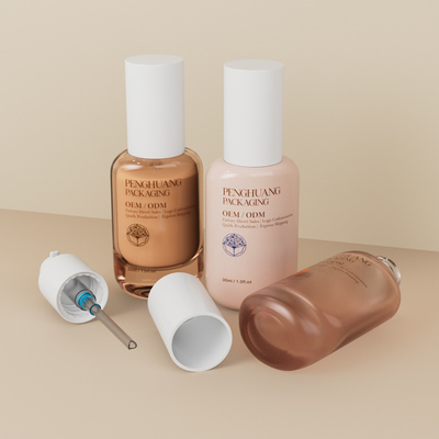 30ml ファンデーションボトル 卸売 丸型 空き液体ファンデーション ガラスボトル