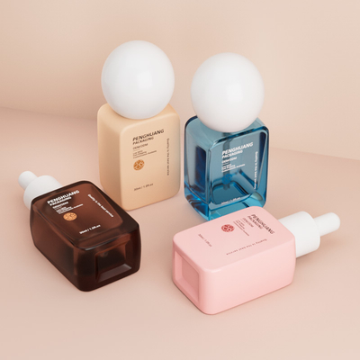 Luxury Wholesale Foundation Bottles 30ML Round Ball Cap Thick Bottom Empty Liquid Foundation Bottles