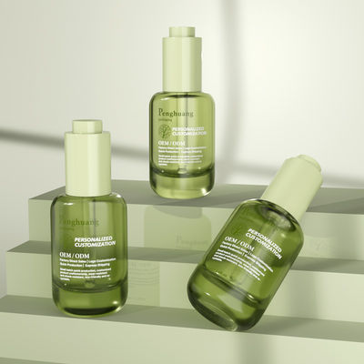カスタムガラス血清点滴ボトル 30ml 緑色ヘアオイルガラスボトル プレス点滴器付き