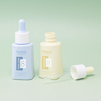 カスタムロゴ 50ml PETスクエアセラムドロッパーボトル ゴムキャップ付き