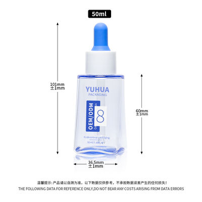 カスタムロゴ 50ml PETスクエアセラムドロッパーボトル ゴムキャップ付き