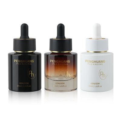 顧客要件に応じてカスタマイズされたロゴと丸いガラスドロッパーボトル