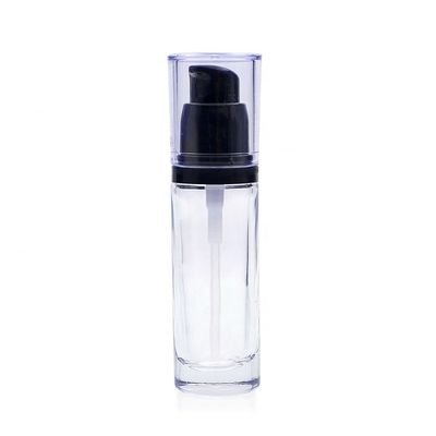 美ポンプを搭載するガラス液体の基礎びんを包む贅沢な円形30mlの化粧品