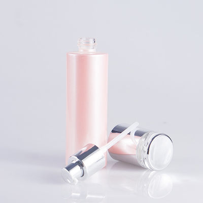 Pink Painting 100ml 3.4oz Glass Cosmetic Pump Bottle for Skin Care Lotion