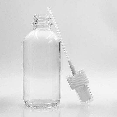 ポンプ スプレーが付いている液体120mlゆとりのボストン ガラス ビン