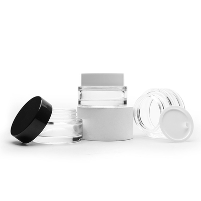 黒く白い円形の表面クリームの瓶の明確なガラス クリーム色の瓶化粧品の包装50g 30g