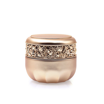 Empty Luxury Glass Cosmetic Container Jar 30g 50g Gold Stamping Embossment Jar