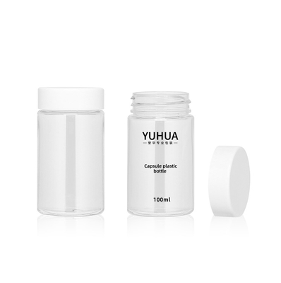 210mlペット プラスチック包装は白いねじ帽子が付いている空のカプセルの丸薬容器をびん詰めにする