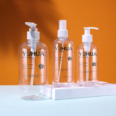 250ml 300ml 500mlペット シャンプーはポンプを搭載する明確なプラスチック スプレーのびんをびん詰めにする