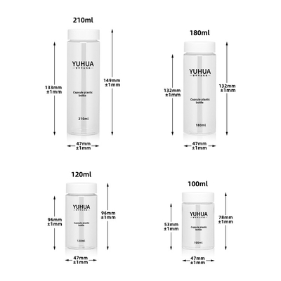 白い帽子210ml 120mlが付いている明確な円柱プラスチックびん
