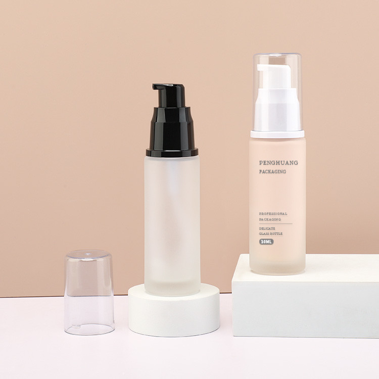 30ml Frosted Glass Foundation Cream Bottle with pump