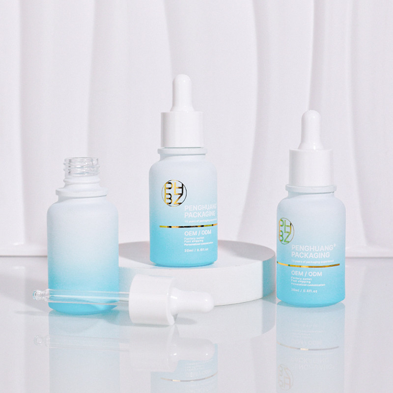 カスタムロゴ 30ml ガラス血清ボトル マットホワイト 毛油用ドロッパーボトル