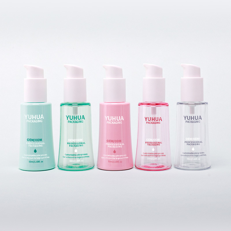 プラスチックフェイシャルボディローションポンプボトル 50ml 円錐形オイルセラムボトル 効果的なスキンケアソリューション用