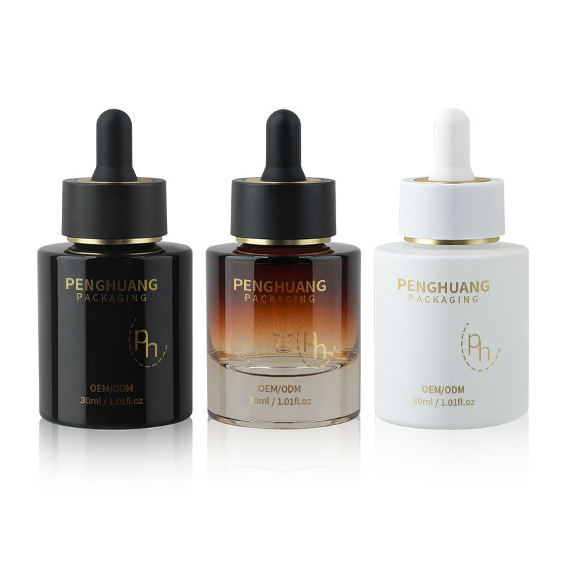 顧客要件に応じてカスタマイズされたロゴと丸いガラスドロッパーボトル