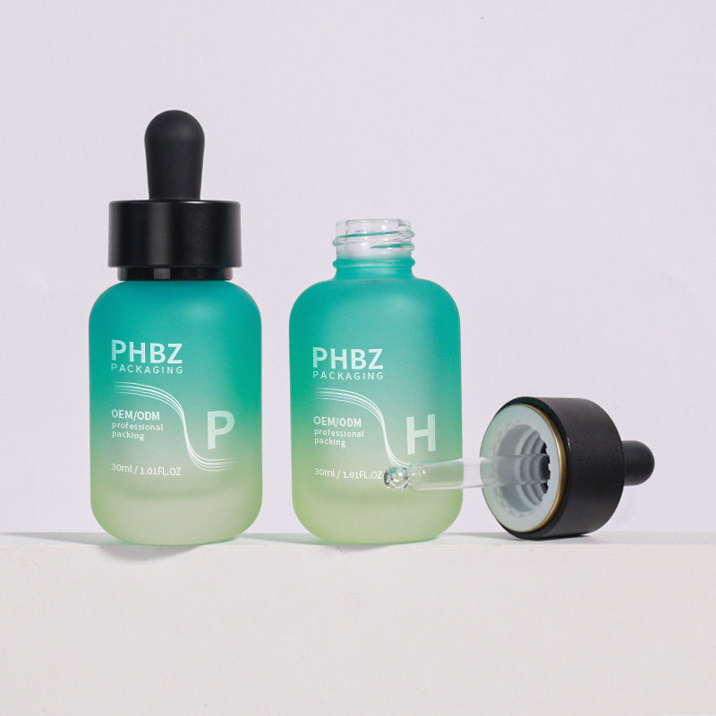 顧客要求に応じて血清滴滴瓶 30ml ガラス丸型マット滴滴瓶キャップ 耐久性 包装オプション