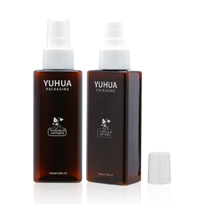 工場価格のwholsale 100mlのプラスチックびんの白いスプレー ポンプ色の正方形の形のこはく色色の設計はcistomzed