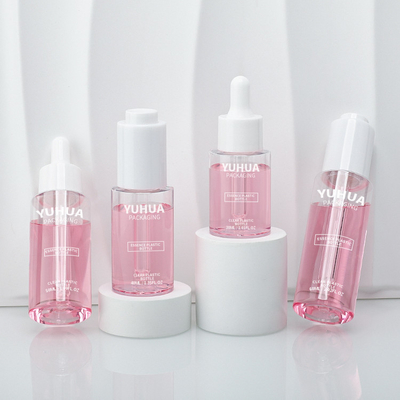 注文の明確なシリンダー30ml 40ml 50ml 60ml血清のローションのびんの包装