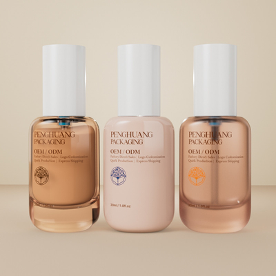 トランスペアレント ファンデーション ガラス ボトル 30ml 1oz 卸売 蓋付き 空のファンデーション ボトル