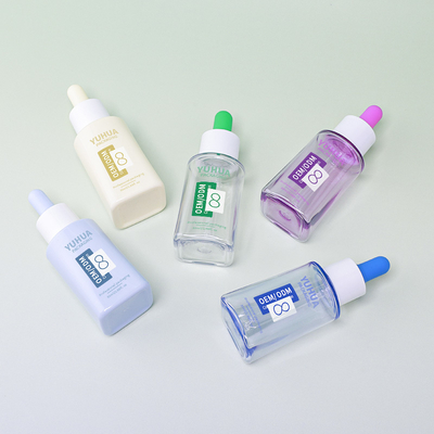 カスタムロゴ 50ml PETスクエアセラムドロッパーボトル ゴムキャップ付き