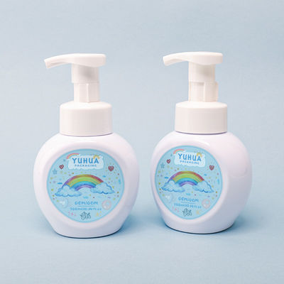 300ML Round Plastic Foam Pump Bottle with Customized Color and Silk Screen Printing for Cosmetic Use