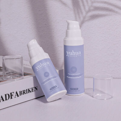 化粧品美容液化粧水容器用、リサイクル可能なプラスチック製ローションボトル（エアレスポンプ・スクリューキャップ付き）、カスタムロゴ印刷対応