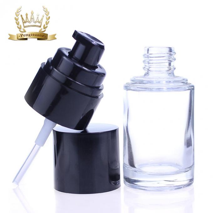 黒いポンプを搭載する化粧品の容器の構造の液体の基礎ガラス ビンを詰める空30ml