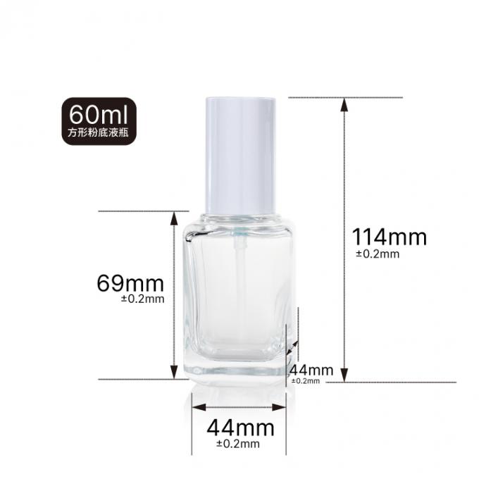 正方形の独特な方法オイルの化粧品のガラス ビン60mlのローション ポンプ液体の明確な基礎びん