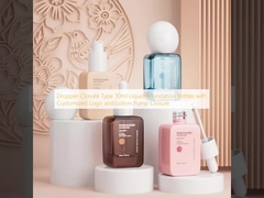 カスタマイズされたロゴとローションポンプクロージャー付き30mlリキッドファンデーションボトル、ドロッパークロージャータイプ